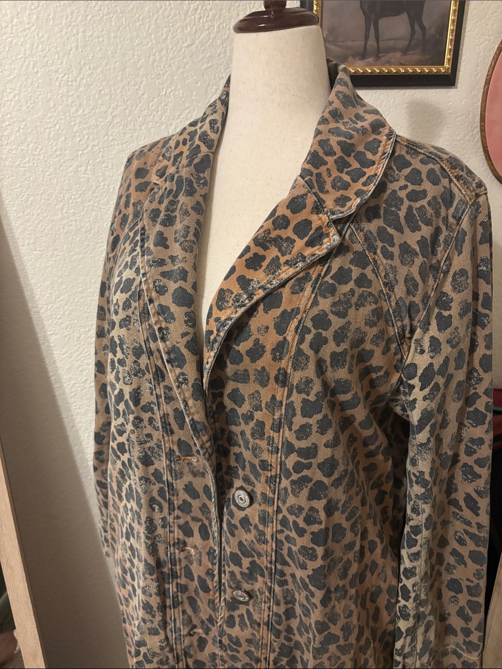 We The Free Monique Cheetah Denim Duster Jacket Size Large NWOT MSRP $228 - Picture 5 of 12